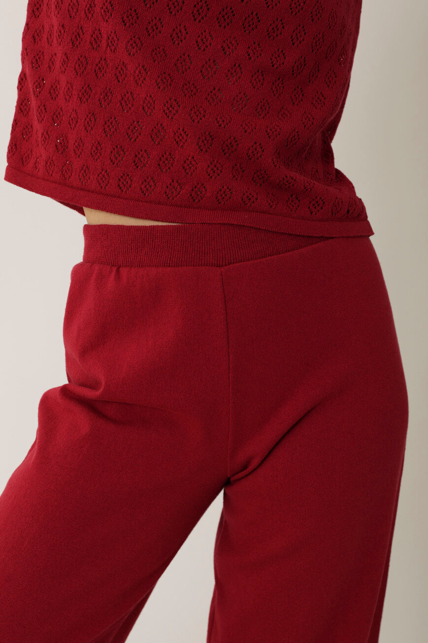 Burgundy knit trousers