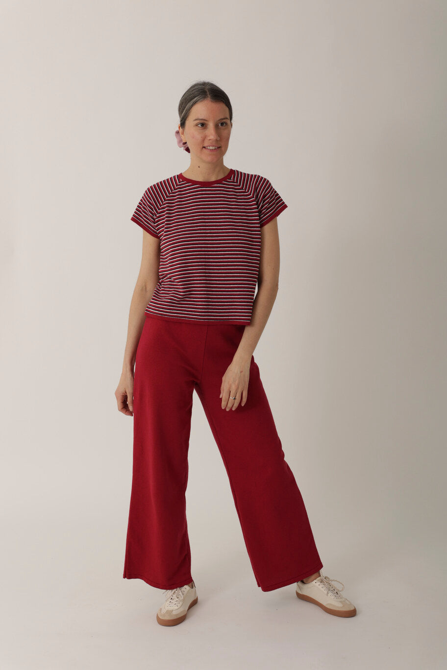 Burgundy striped T-shirt