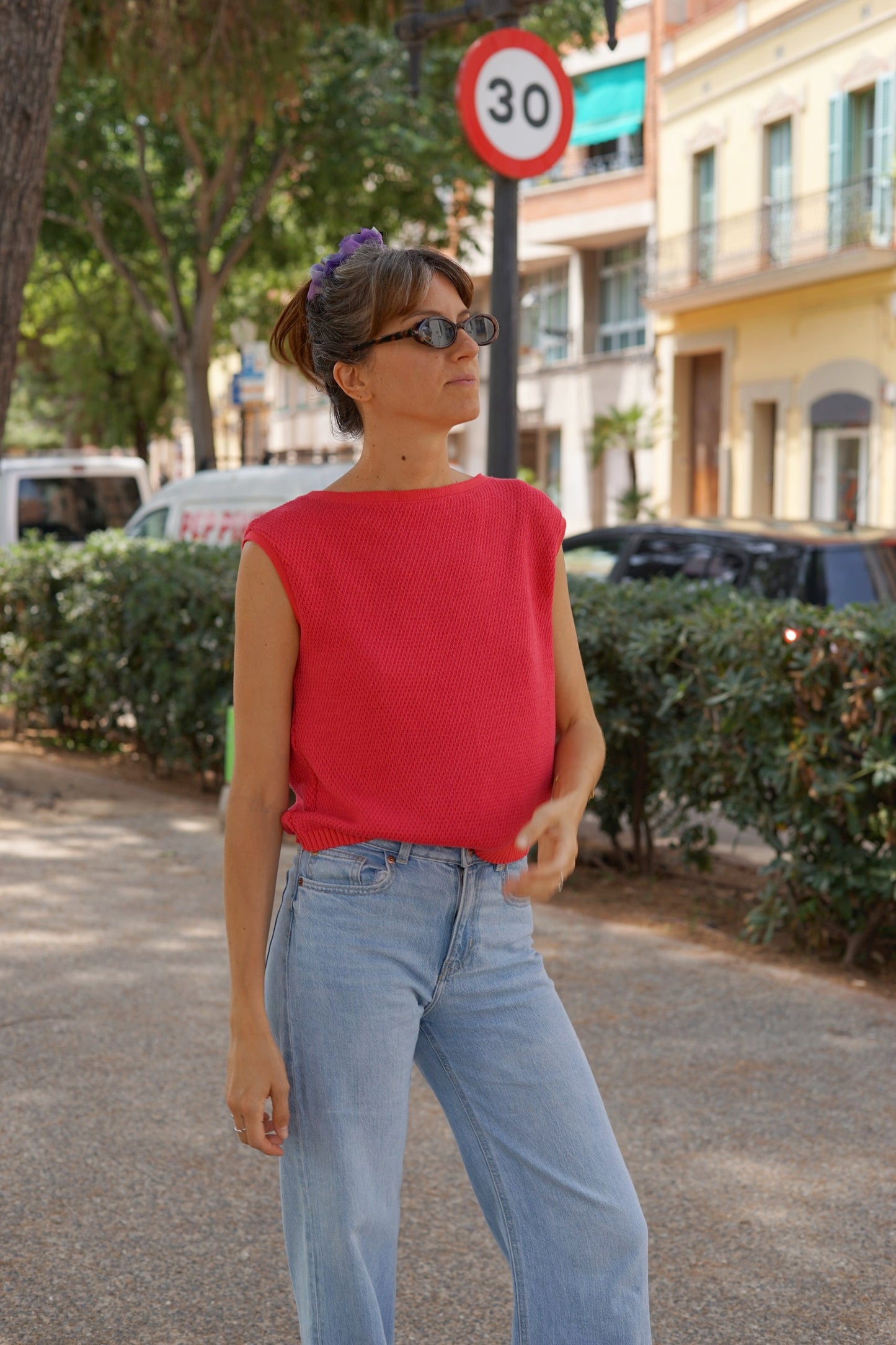 Wow Coral-Fuchsia Top