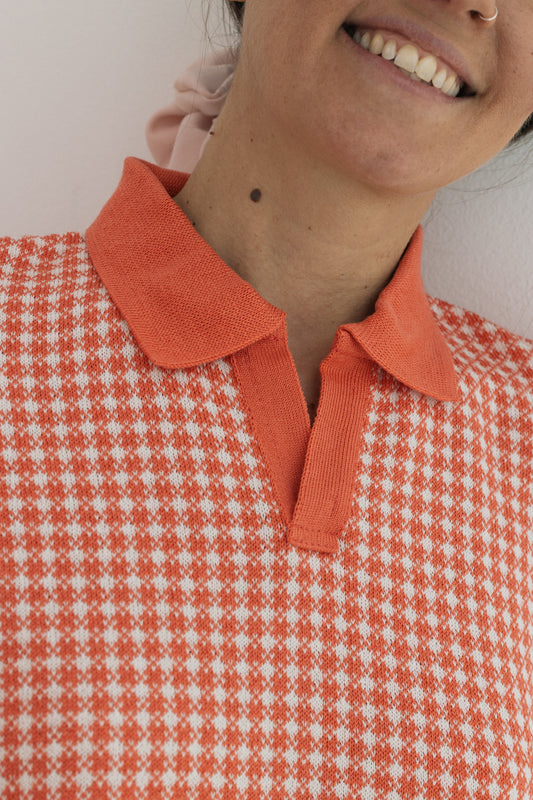 Vichy Polo Shirt - Salmon