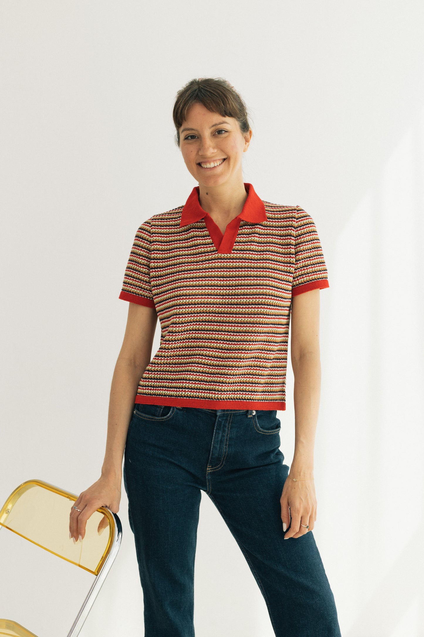 Polo vermell de ratlles