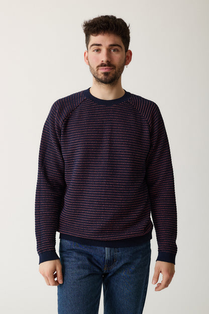"Puntets" sweatshirt in blue/salmon - man