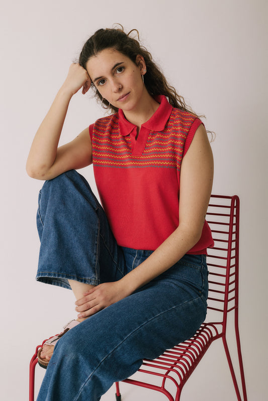 Polo Sanefa sense mànigues - Corall