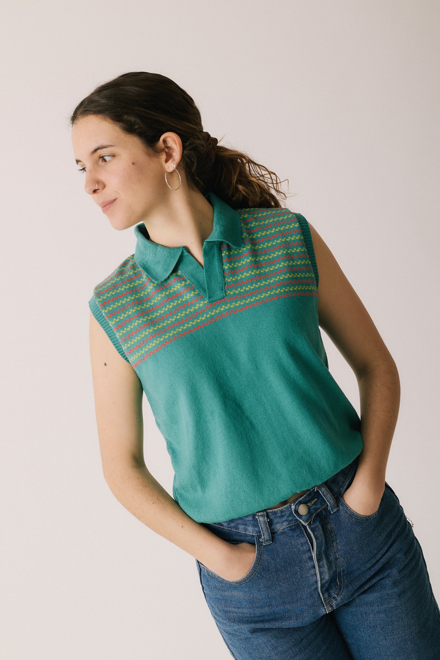 Polo Sanefa sense mànigues - Turquesa