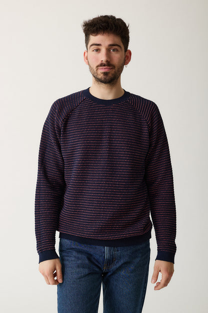 "Puntets" sweatshirt in blue/salmon - man