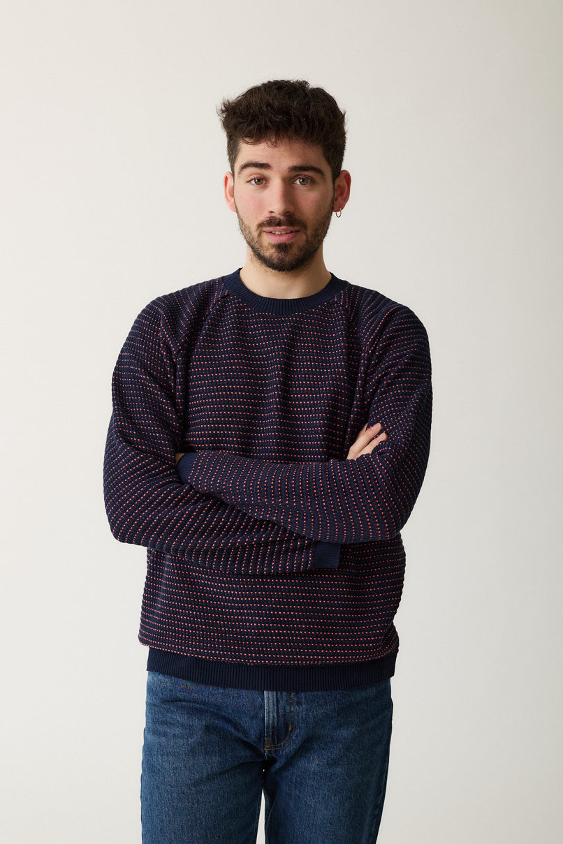 "Puntets" sweatshirt in blue/salmon - man