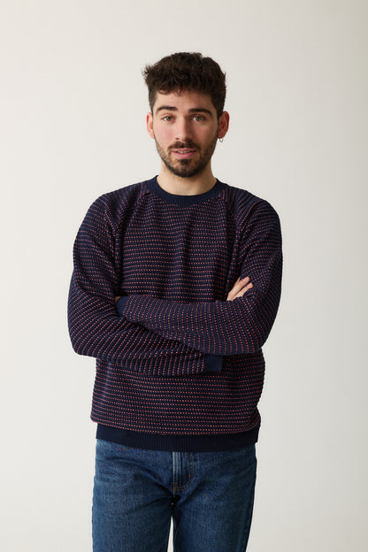 "Puntets" sweatshirt in blue/salmon - man