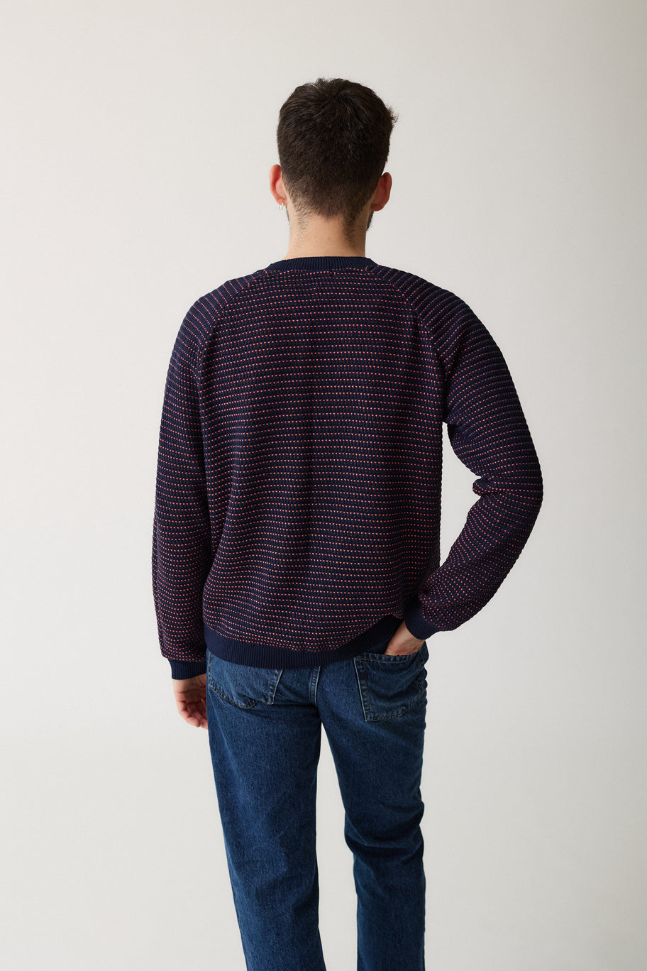 "Puntets" sweatshirt in blue/salmon - man