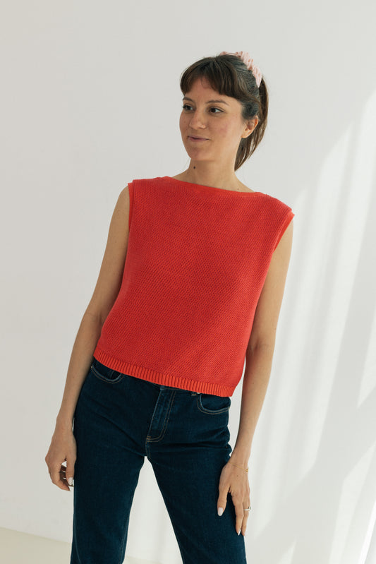 Wow Coral-Fuchsia Top