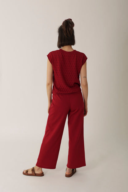 Burgundy knit trousers