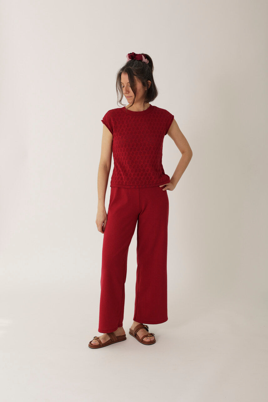 Burgundy knit trousers