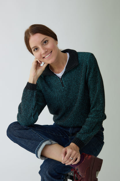 Jersei Mitja cremallera Sporty blau turquesa - dona