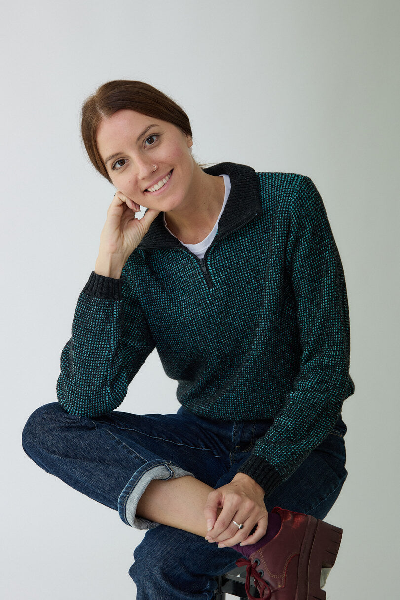 Jersei Mitja cremallera Sporty blau turquesa - dona