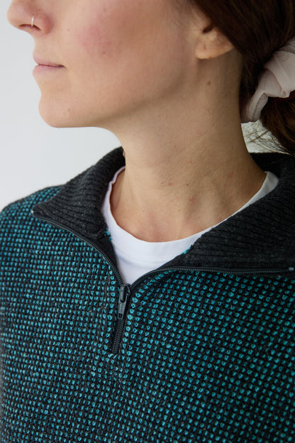 Jersei Mitja cremallera Sporty blau turquesa - dona