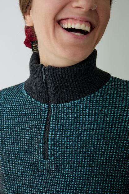 Jersei Mitja cremallera Sporty blau turquesa - dona