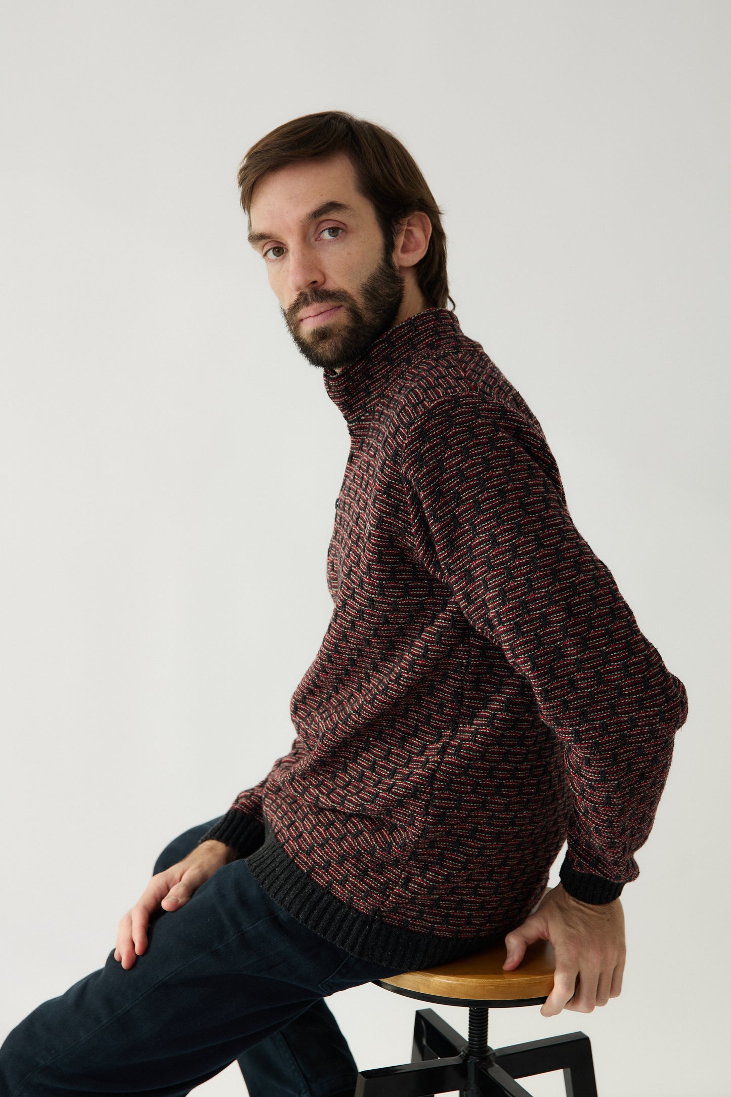 Jaqueta Geomètric cirera