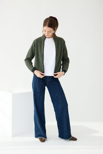 Khaki Geometric jacket - woman