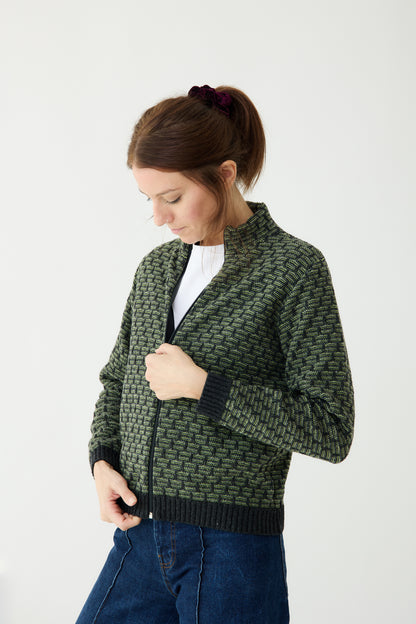 Khaki Geometric jacket - woman