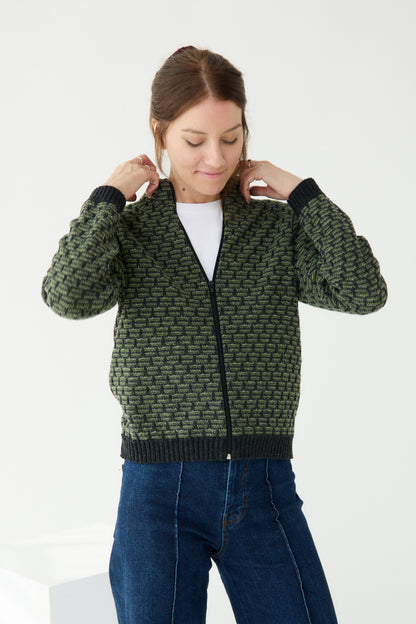 Khaki Geometric jacket - woman