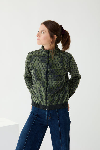 Khaki Geometric jacket - woman