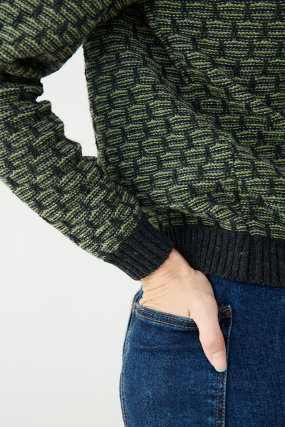 Khaki Geometric jacket - woman