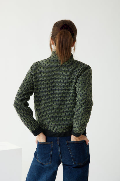 Khaki Geometric jacket - woman