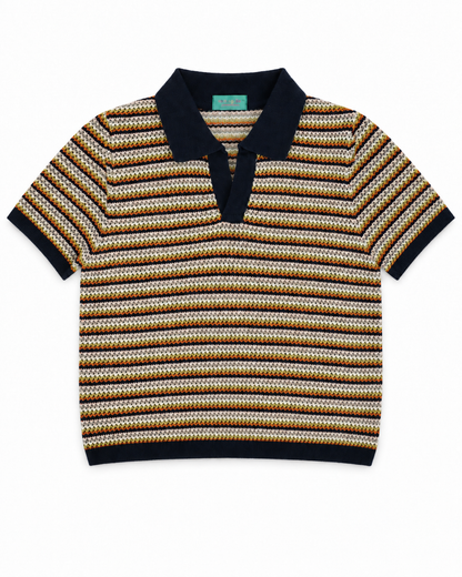 Polo blau marí de ratlles