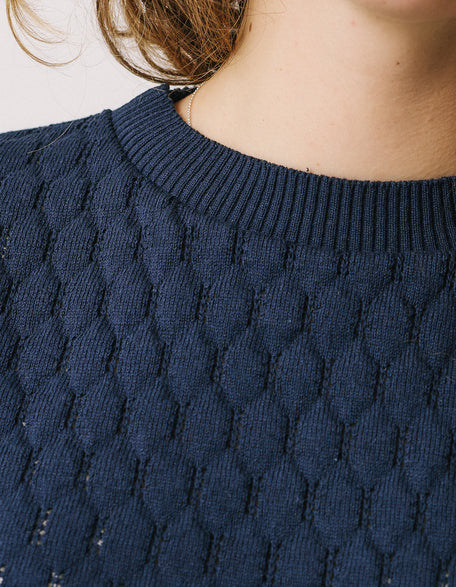 "Bee" Openwork Sweater - Navy Blue
