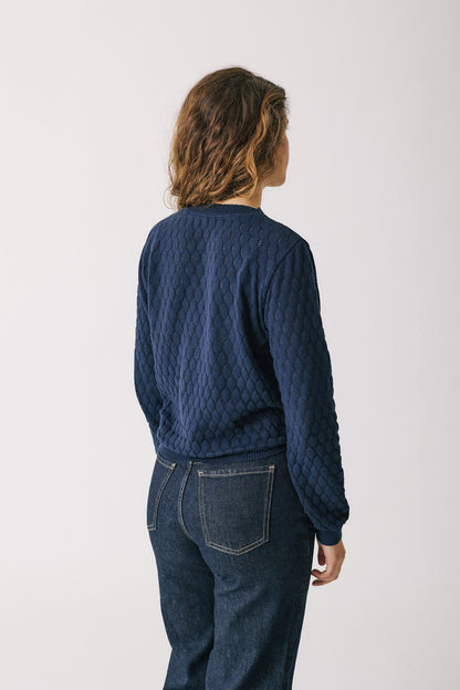 "Bee" Openwork Sweater - Navy Blue