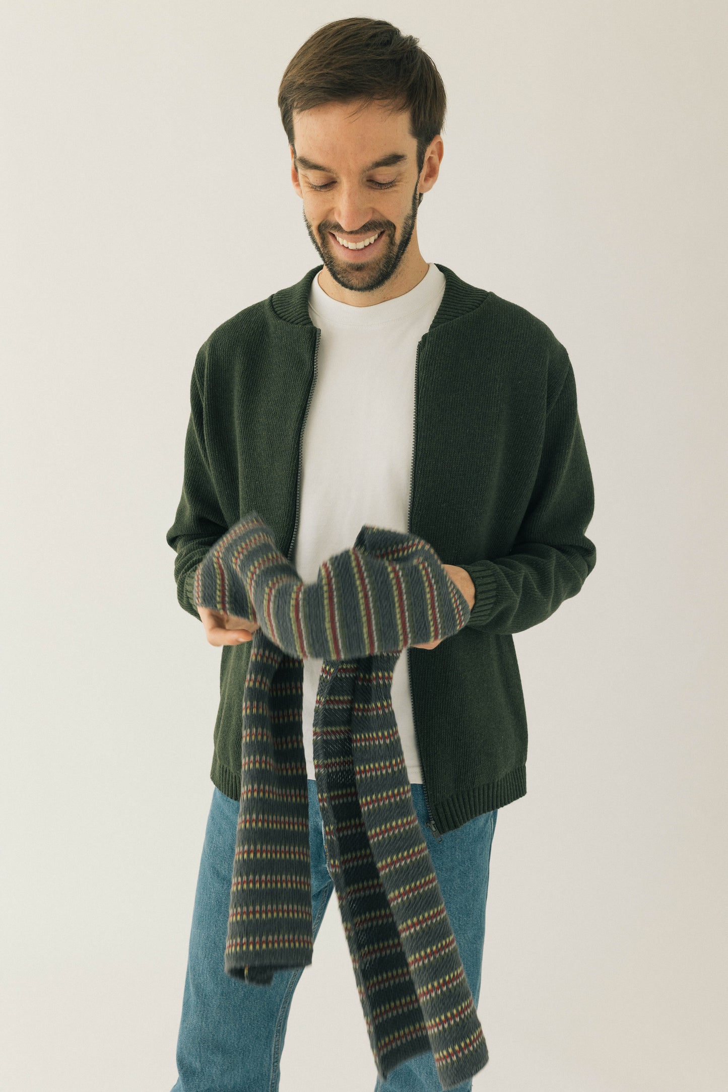 Khaki green plain jacket - man