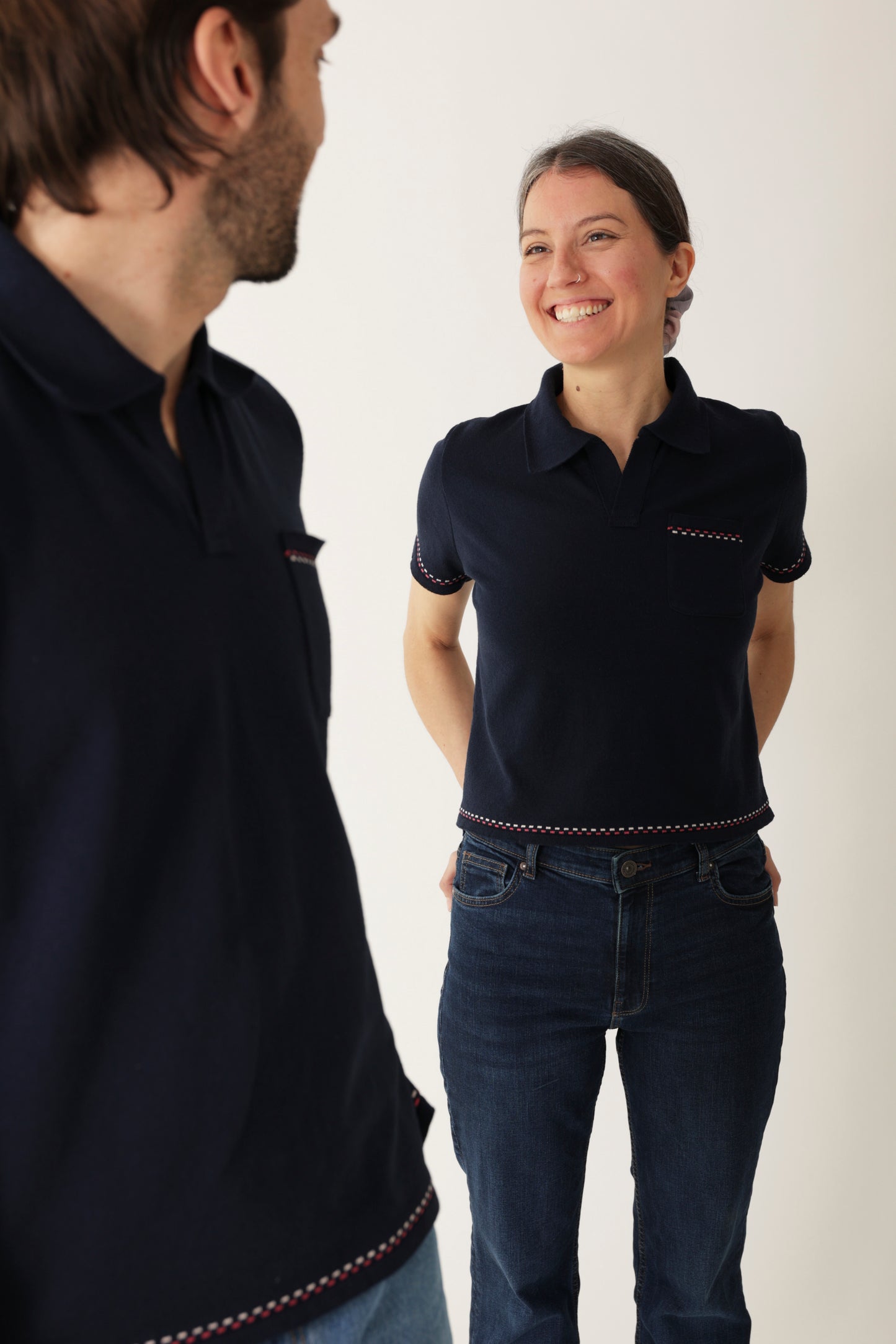 Navy blue polo shirt