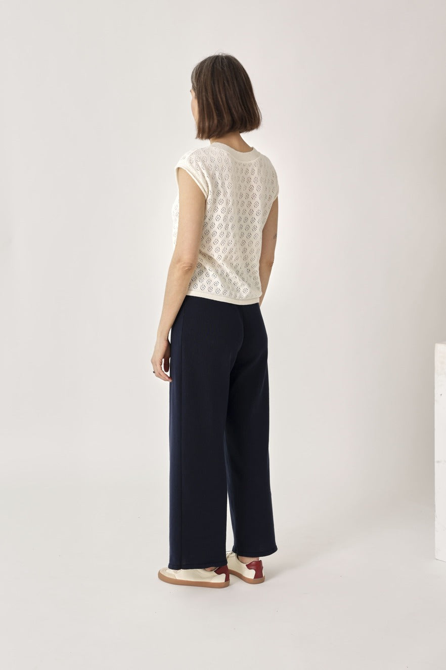 Navy blue knitted trousers